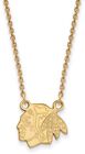 18" 10K Yellow Gold Nhl Chicago Blackhawks Sm Pendant Necklace Logoart 1Y015bla