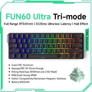 Mechanical Keyboard Magnetic Switch 60% Gaming Keyboards Rapid Trigger 0.01mm 8K - Picture 1 of 51