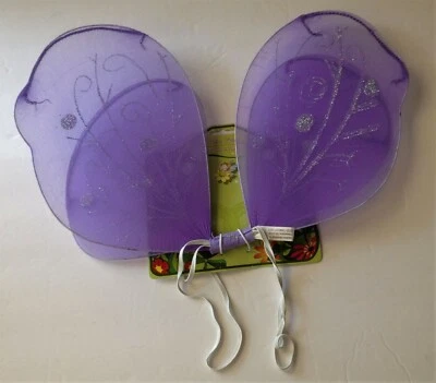 Child Lavender Purple SILVER GLITTER FAIRY Costume WINGS NEW Butterfly Angel - Image 1 of 2