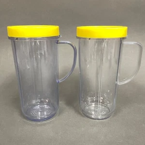 Magic Bullet Cups Party Replacement Mugs with Yellow Comfort Lip Rings Lot of 2 - Picture 1 of 10
