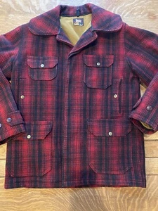 Vtg Woolrich Buffalo Mackinaw Hunting Coat Jacket Vtg 50s Woolwich Wool Coat 40 - Picture 1 of 22