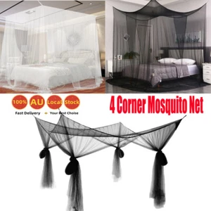 4 Corner Post Bed Canopy Mosquito Net Full Queen King Size Netting Bedding - Picture 1 of 17