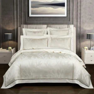 Juego de cama 4 piezas funda nórdica de algodón jacquard flor sábana plana 2 fundas de almohada - Imagen 1 de 48