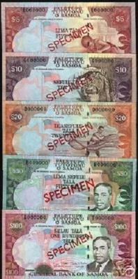 SAMOA 5 10 20 50 100 TALA P-33 34 35 36 37 2005  Specimen  UNC COMPLETE SET NOTE - Image 1 of 3