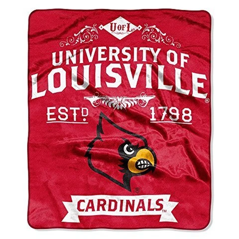 Louisville Cardinals Label Design 50" x 60" Raschel Plush Blanket by Northwest Cover