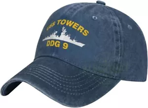 USS Towers DDG 9 Cappello da Baseball Unisex Regolabile Uomo Cappello Denim Cappello Papà - Foto 1 di 8