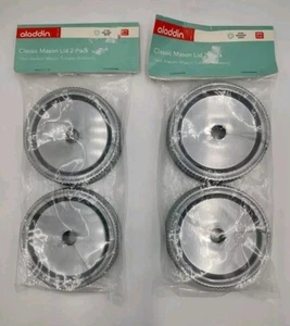 2 Packungen à 2 ALADDIN 16 Unzen SILBER Classic Mason Trinkbecher Becher Deckel NEU - Bild 1 von 4