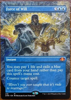 Force of Will #418 · Dominaria Remastered · Borderless · Non-Foil · Mythic Rare - Image 1 of 2