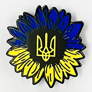 Ucrania Ucraniano Girasol Emblema Escudo Tridente Escudo 1.25 Esmalte Pin F - Imagen 1 de 3