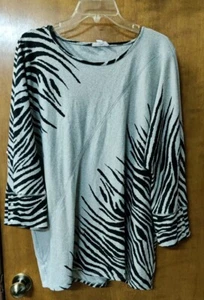 Westbound schwarz grau Zebra Streifen Pullover Shirt Top Bluse Gr. XL Damen  - Bild 1 von 7