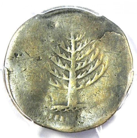 1652 Massachusetts Pine Tree Silver Shilling 1S - Certified PCGS Good Detail Cover