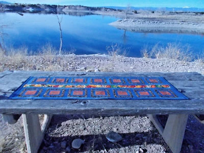Rustic Denim Table Runner Fall Thanksgiving Vegetables Centerpiece 59"L x 20”W - Image 1 of 4