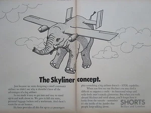 6/1971 PUB SHORTS BELFAST SHORTS SKYLINER JUMBO ELEFANT ELEFANT FLUGZEUG ANZEIGE - Bild 1 von 1