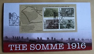 THE GREAT WAR THE SOMME 2016 FDCOVERS FDC BARBED WIRE WHITEHALL LONDON H/S - Picture 1 of 2