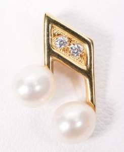 MIKIMOTO Necklace Pendant Akoya Pearl Diamond 18k Yellow Gold From Japan - Picture 1 of 5