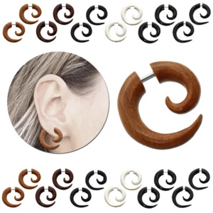 2 Finto Espirales Estensor Falso Piercing Fakeplug Dilatador Madera Cuerno Hueso - Imagen 1 de 7