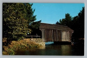 Cartolina Dummerston Vermont VT ponte coperto mulino stagno villaggio Sturbridge anni '50 - Foto 1 di 2