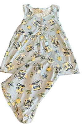 Vintage Nordstrom Sleep 2 pc set 100% Cotton Blue Pajama Shorts Tunic Sz M - Image 1 of 4