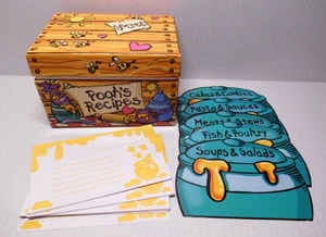 Vintage WINNIE THE POOH'S Recipe Box Cards w/Dividers Honey Pot Disney Rare - Picture 1 of 11