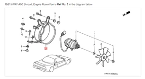 Cubierta NSX HONDA ACURA GENUINA OEM, ventilador de sala de máquinas ☆ 19815-PR7-A00 ☆ - Imagen 1 de 2