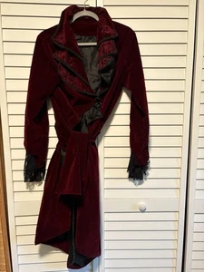 Victorian Steampunk Red Velvet Jacket Women Medium Gothic Renaissance Costume - Picture 1 of 9