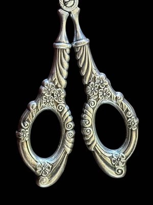 ORNATE Sterling Silver Stainless Floral Handle Design Pastry Serving Tong 10" - Image 1 of 4