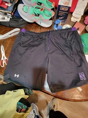 Northwestern Wildcats Under Armour Mens Size 3XL Black Player Worn Shorts Foster - Image 1 of 4