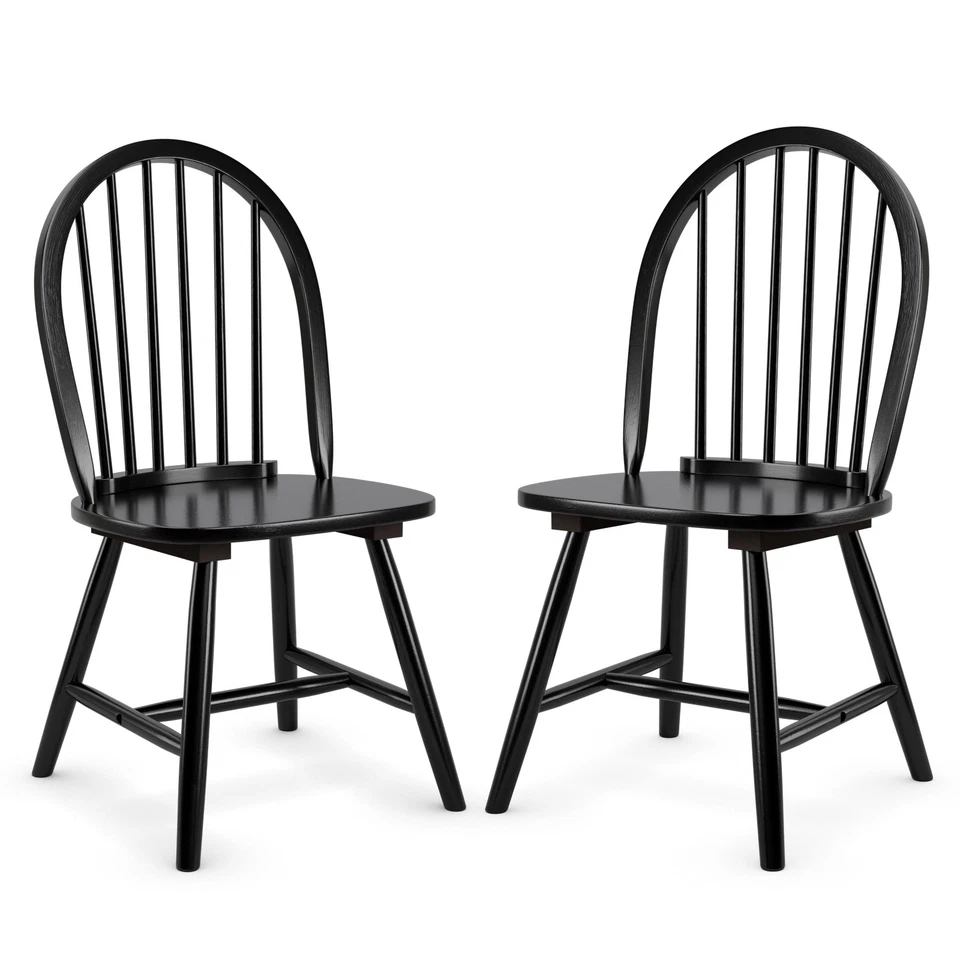 Costway Dining Side Chair 36.5" .5" Solid Wood Armless Wood Black (Set of 2)