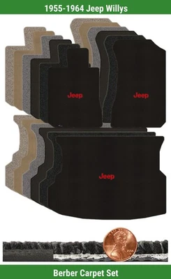 Набор берберских ковриков на заказ для Jeep Willys 1955-1964 годов выпуска с логотипом (3 штуки) #TJ0 - Изображение 1 из 4