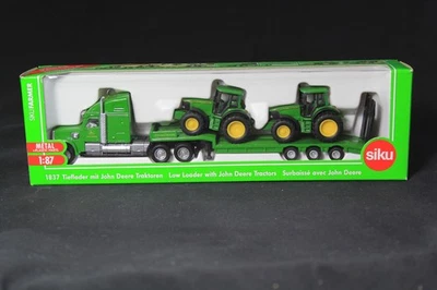 siku 1837, Low Loader with 2 John Deere Tractors, 1:87, Metal/Plastic, Green - Image 1 of 4