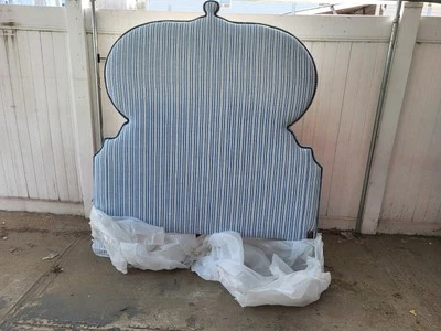 Blue Stripped Bed Headboard Queen - Image 1 of 2