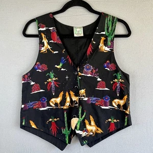 Gilet Desert West di Sherry Holt donna OS nero vintage western top USA taglia unica - Foto 1 di 14