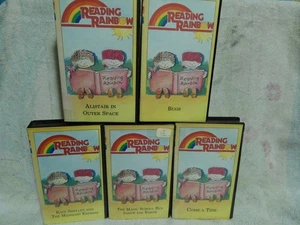READING RAINBOW (VHS x 5) LaVar Burton ex-library Vtg PBS "Bugs" "Come A Tide" - Imagen 1 de 11