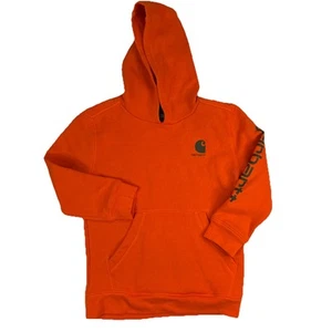 Carhartt Boys Long Sleeve Graphic Logo Hoodie Sweatshirt, Orange, Size 7 - Picture 1 of 6