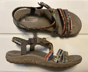 Sandalia Skechers Reggae Sew Me para mujer talla 8 color topo con tiras sin cordones zapato cómodo - Imagen 1 de 9