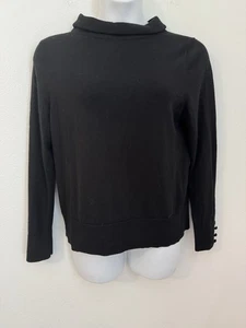 Suéter Talbots Mujer XL Negro Lana Merino Manga Larga Capucha Cuello Minimalista - Imagen 1 de 5