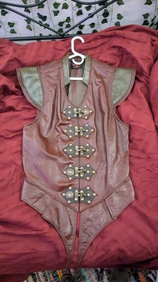 Малиновая Цепочка Leatherworks Кожаная Джеркин Средневековый Ренессанс Faire Garb - Изображение 1 из 4