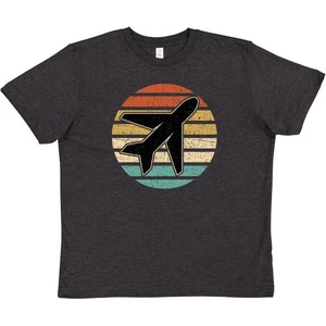 Inktastic Airplane Pilot Vintage Sunset Youth T-Shirt Plane Travel Vacation Trip - Picture 1 of 10