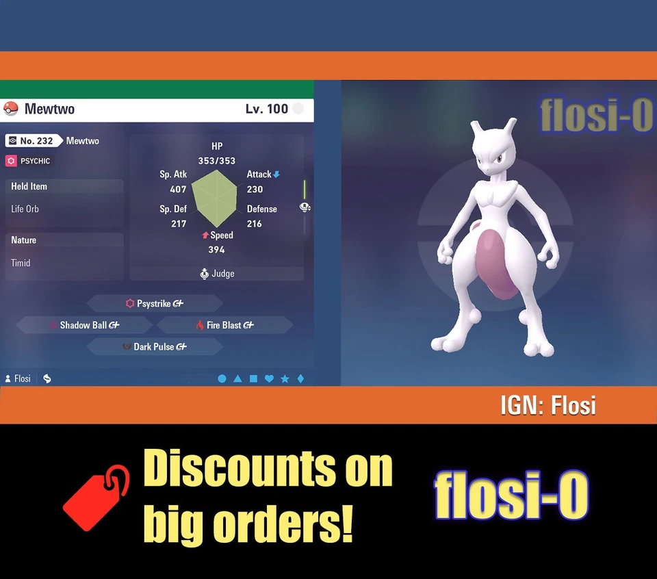 6IV Mewtwo (Atacante Especial) Pokemon Leyendas ZA (Leyendas Z-A) Foto 1 de 1