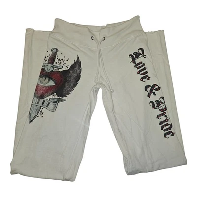 Pantalones deportivos para mujer Sinful by Affliction vintage Y2K blancos con piedras XS-M Foto 1 de 4