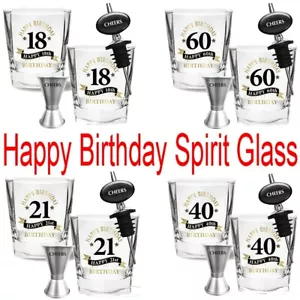 Landmark Happy Birthday Spirit Beer Glass & Shot 4 PIECE Drinking Gift Set 260ML - Foto 1 di 11