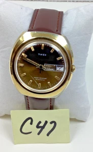 Orologio Uomo Timex Viscount 38MM 1977 Automatico Data Giorno Oro 4796010977 revisionato - Foto 1 di 11