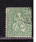 Francobolli Svizzera Switzerland 1881 Helvetia Seduta  25 c. UNI54 