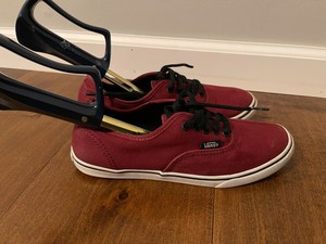 red and brown vans