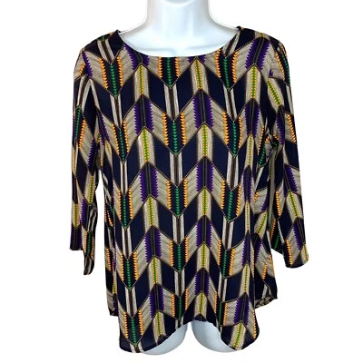 Blusa boho tribal geométrica negra delicada Hooligan colorida occidental Foto 1 de 4