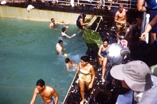 35mm Slide - Passengers Around Pool On Ocean Liner Edinburgh Castle, 1961