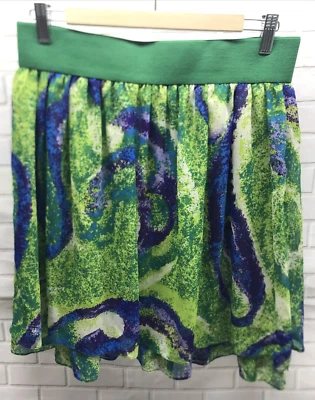 Женская юбка E от Eci многослойная прозрачная с подкладкой средняя эластичная талия зеленая многоцветная - Изображение 1 из 4