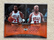 2005 Upper Deck UD Portraits SCOTTIE PIPPEN & DENNIS RODMAN AUTO 02/40 BULLS HOF