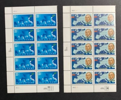 U.S. Stamps SC #3141 & 3354. NATO & Marshall Plan Blocks of 10 - Image 1 of 3