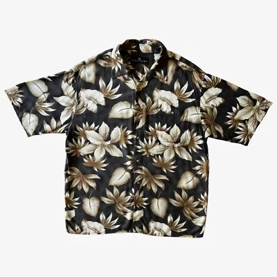 Vintage Y2K Men's Consensus Floral Print Short Sleeve Brown Hawaiian Shirt - Image 1 of 4